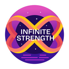 Sticker - A flat style sticker of infinity strength text 