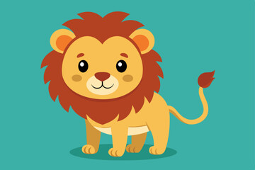 Wall Mural - A cute cartoon lion vector art illustration.