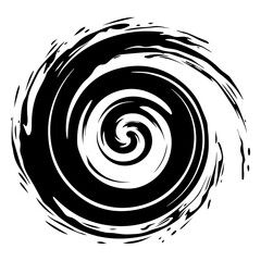 Wall Mural - line art illustration of a swirling vortex pattern – black vector