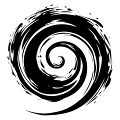 Wall Mural - line art illustration of a swirling vortex pattern – black vector