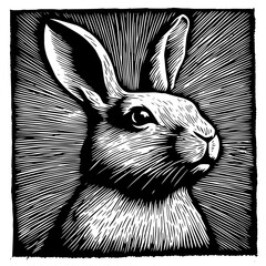 Wall Mural - realistic rabbit face sketch with textured lines vector