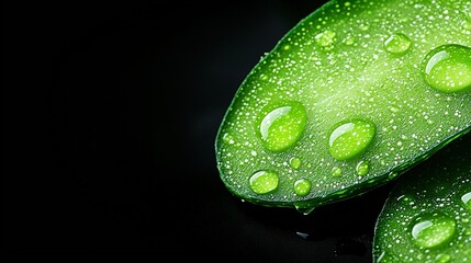 Wall Mural -   Close-up photo of green leaf with water droplets