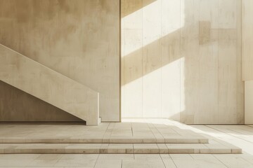 Leinwandbilder - Minimalist interior design featuring natural light and greenery, showcasing a modern space with simple geometric shapes and a serene atmosphere