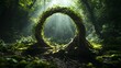 © ninakosh - Magical forest archway surrounded by sunlight and lush greenery in the early morning