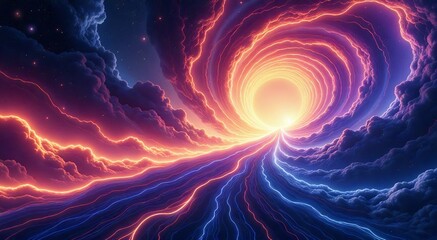 Wall Mural - Experience the cosmic energy flow towards the radiant sun on a journey of self-discovery and spiritual enlightenment