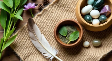 Wall Mural - Exploring inner peace through natural elements and spiritual rituals for holistic wellness and self-discovery