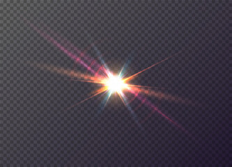 Wall Mural - vector multicolor front sun lens flare transparent special light effect. abstract magic flare glow s