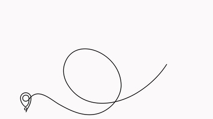 Wall Mural - airplane continuous line drawing with map pin pointer animation. airplane flying with start point ro