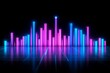 © Galina - A breathtaking blue neon audio wave pulse light against a modern abstract background, featuring a stunning track equalizer waveform illustration with a blurred curve graph