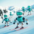 © Photo18@desing - Skiing robots competing on a slope, futuristic sports concept, and high-tech imagination