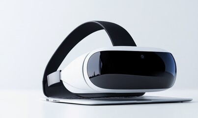 Wall Mural - vr headset and laptop used together, demonstrating the seamless integration of virtual reality and d