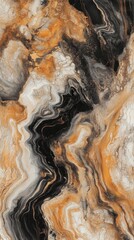 Canvas Print - Stunning Abstract Marbled Art with Gold and Black Tones