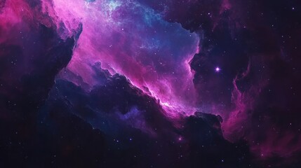 Wall Mural - vivid purple and blue nebula in deep space, cosmic clouds and stars.