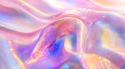 Wall Mural - abstract iridescent fabric with pastel colors and shimmering texture.