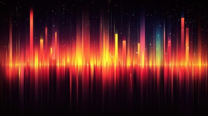 Wall Mural - Abstract vibrant light streaks resembling a cityscape at night.