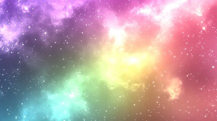 Wall Mural - vibrant rainbow nebula with sparkling stars, cosmic dust, and colorful galaxy swirls.