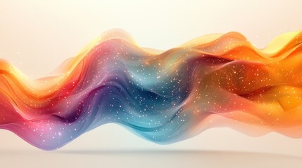 Wall Mural - Abstract colorful wave with glowing particles, flowing vibrant colors.
