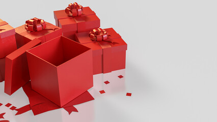 Wall Mural - The Red gift box for celebration or holiday concept 3d rendering.