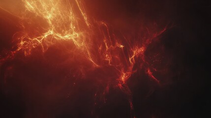 Wall Mural - Abstract fiery nebula, cosmic swirls of orange and red energy in dark space.