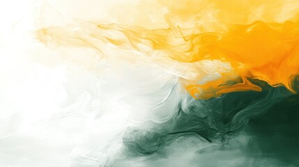 Wall Mural - Abstract swirling orange and teal paint.