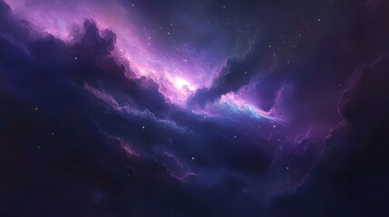 Wall Mural - Vibrant purple and blue nebula in space with bright star.