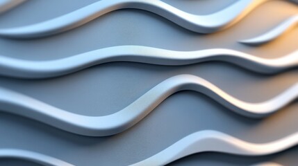 Wall Mural - abstract 3d wave pattern: elegant gray and white curving lines