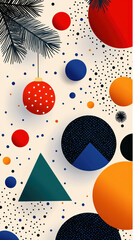 Wall Mural - A Festive geometric patterns with vibrant colors and holiday elements create joyful atmosphere