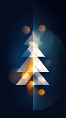 Wall Mural - A Geometric shapes forming Christmas tree with glowing lights and sparkles