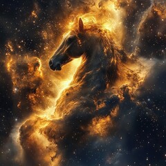 Wall Mural - majestic cosmic horse rises celestial space artwork dreamlike atmosphere abstract viewpoint fantasy 