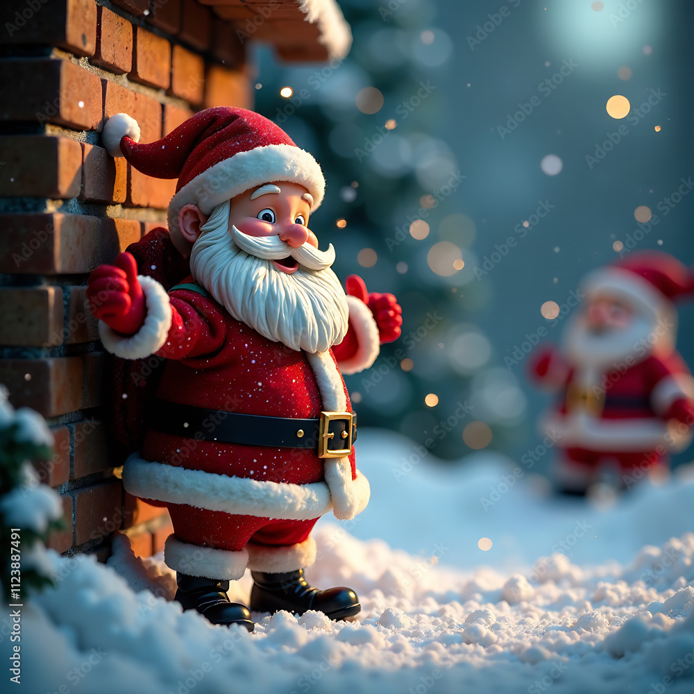Ilustración de Stock Fondo navideño con un dibujo animado de Papá Noel ...