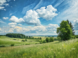 field and sky. landscape, sky, grass, nature, field, cloud, meadow, summer, green, mountain, blue, tree, clouds, rural, hill, forest, countryside, horizon, spring, country, beautiful, cloudscape, scen