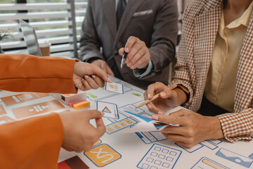 Wall Mural - process of creating an interface for a mobile app, user interface and experience concept, ux, ui, ux
