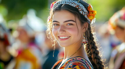 Wall Mural - Greek Village Festival with Traditional Dancers