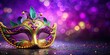 © Watcharapon - Vibrant masquerade mask on a purple background for Mardi Gras celebration , festival, party, holiday, mask, carnival