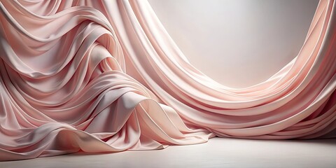 Wall Mural - Draped blush pink fabric with elegant folds and soft lighting creating a luxurious and sophisticated background