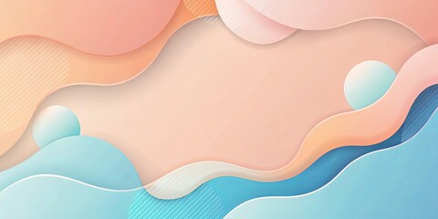 Wall Mural - Abstract Pastel Wave Background Design with Circular Elements