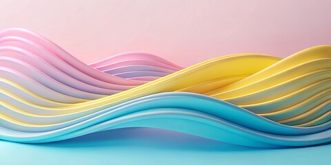 Wall Mural - Abstract Pastel Waveform Design Smooth, Curving Lines in Soft Hues