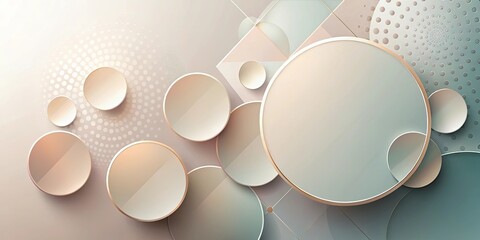 Wall Mural - Abstract Background with Overlapping Circles and Geometric Shapes in Pastel Tones