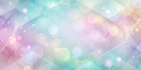 Wall Mural - Abstract pastel geometric background with soft bokeh lights and transparent polygonal shapes