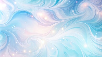 Wall Mural - Abstract Swirling Pastel Blue and White Fluid Design with Glowing Particles