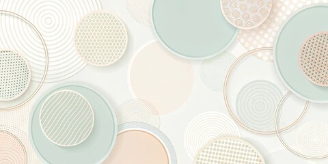 Wall Mural - Abstract Pastel Circles with Geometric Patterns and Subtle Texture