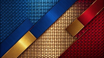 Wall Mural - Abstract Geometric Design with Blue, Red, and Gold Textures