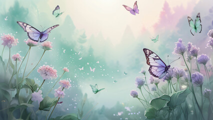 Wall Mural - butterfly on the meadow