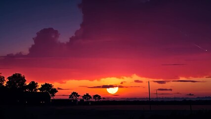 Wall Mural - Minimal beautiful silhouette sunset sky with vibrant color and copy space sky background. Illustration graphic design. 