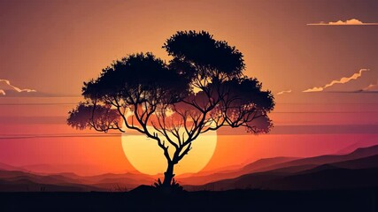 Wall Mural - Minimal beautiful silhouette sunset sky with vibrant color and copy space sky background. Illustration graphic design. 