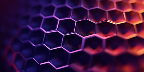 Aufkleber - Abstract background showing honeycomb pattern glowing in purple and orange light