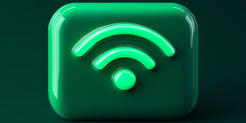 Aufkleber - Glowing green wifi symbol representing wireless network connection