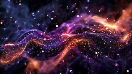 Wall Mural - Glowing Particle Effect on Dark Abstract Design