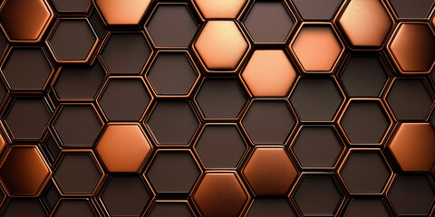 Aufkleber - Copper and brown hexagons creating modern abstract background