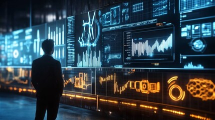 Wall Mural - futuristic technology in renewable energy monitoring.